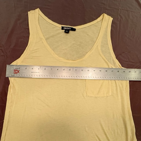 DKNY Yellow Relaxed Pocket Tank Top Size Large - Picture 6 of 7